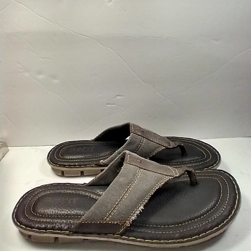 Born Cavill Leather Canvas Thong Flip Flop Sandals Men's sz 9.